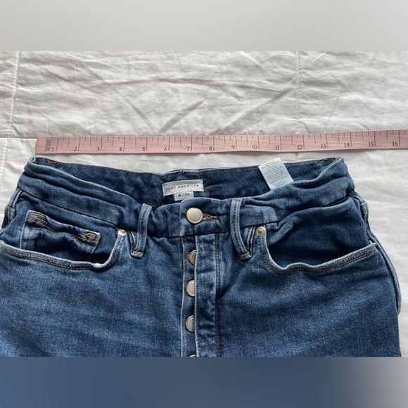 Good American Good Curve Straight Leg Blue Jeans 8/29 Button Fly Capsule Classic - Picture 8 of 10